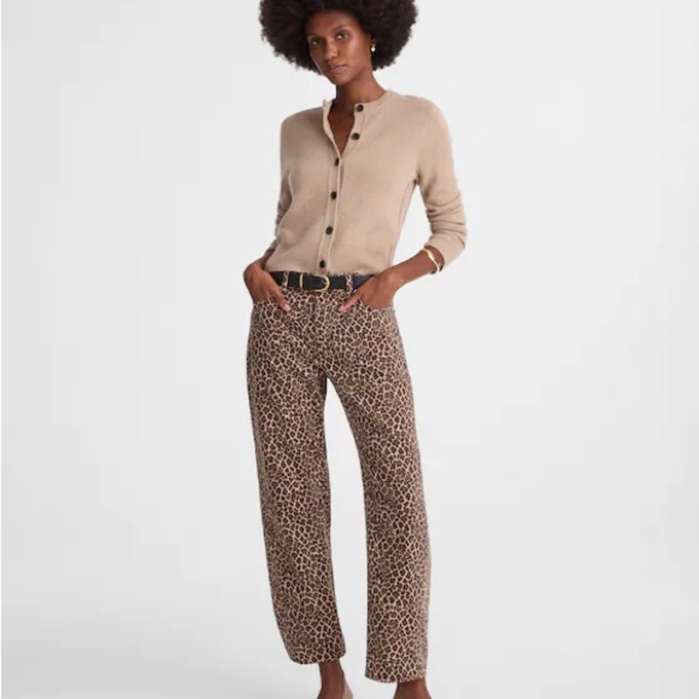 Madewell Leopard Print Barrel Jeans - Picture 1 of 11